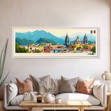 Tlalnepantla, Mexico Travel Poster Panoramic Canvas Print, Tlalnepantla, Mexico Painting, Mexico Art, Tlalnepantla Travel Art, Guest Room Painting