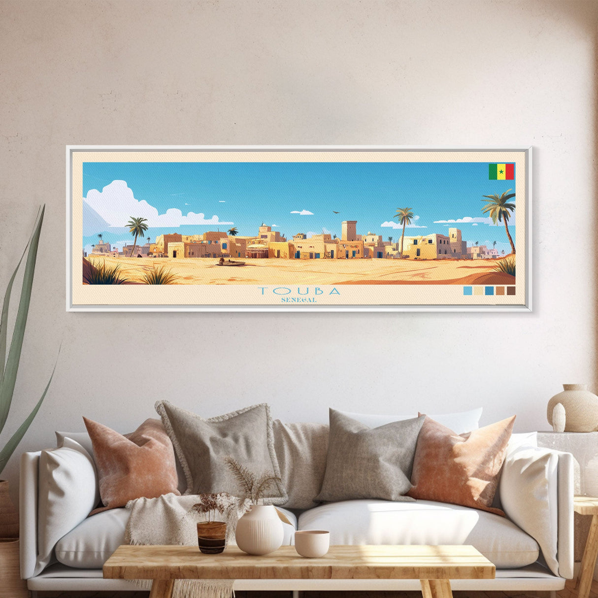 Touba, Senegal Travel Poster Panoramic Canvas Print, Touba, Senegal Painting, Senegal Art, Touba Travel Art, Guest Room Painting