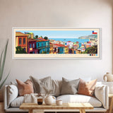 Valparaiso, Chile Panoramic Travel Poster Canvas Print, Valparaiso, Chile Painting, Chile Art, Valparaiso Panoramic Travel Art, Travel Painting