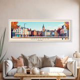 Wakefield, England Panoramic Travel Poster Canvas Print, Wakefield, England Painting, England Art, Wakefield Panoramic Travel Art, Travel Painting