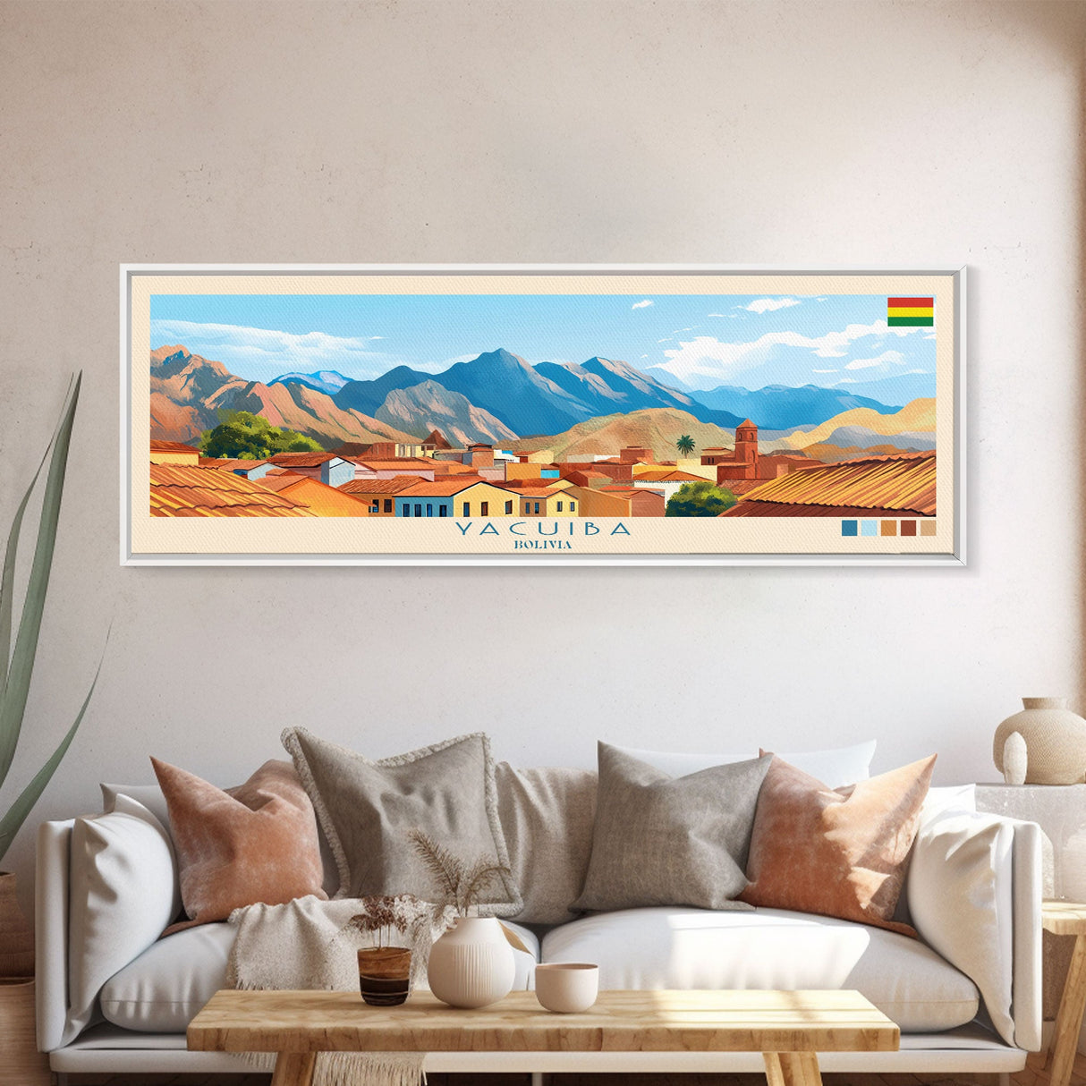 Yacuiba, Bolivia Travel Poster Panoramic Canvas Print, Yacuiba, Bolivia Painting, Bolivia Art, Yacuiba Travel Art, Guest Room Painting