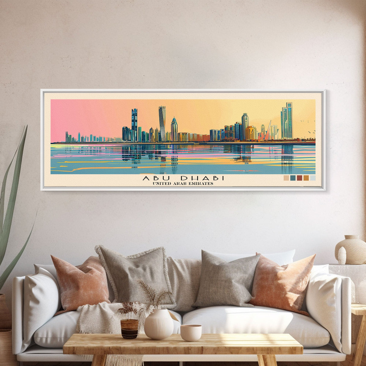 Abu Dhabi, United Arab Emirates Panoramic Canvas Print, Abu Dhabi, United Arab Emirates Painting, United Arab Emirates Art, Abu Dhabi Travel Poster, Travel Art, Housewarming Gift