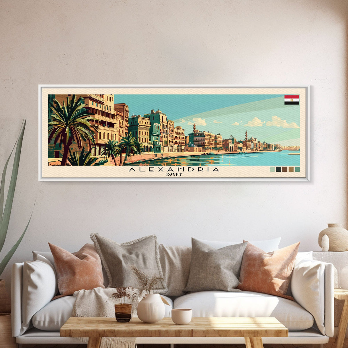 Alexandria, Egypt Panoramic Canvas Print, Alexandria, Egypt Painting, Egypt Art, Alexandria Travel Poster, Travel Art, Guest Room Painting