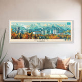 Almaty, Kazakhstan Panoramic Canvas Print, Almaty, Kazakhstan Painting, Kazakhstan Art, Almaty Travel Poster, Travel Art, Living Room Painting