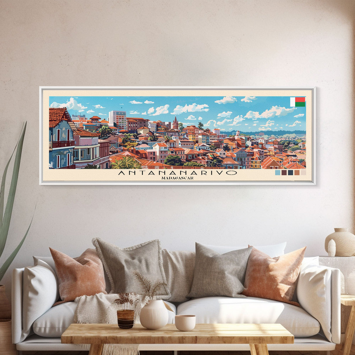 Antananarivo, Madagascar Panoramic Canvas Print, Antananarivo, Madagascar Painting, Madagascar Art, Antananarivo Travel Poster, Travel Art, Living Room Painting