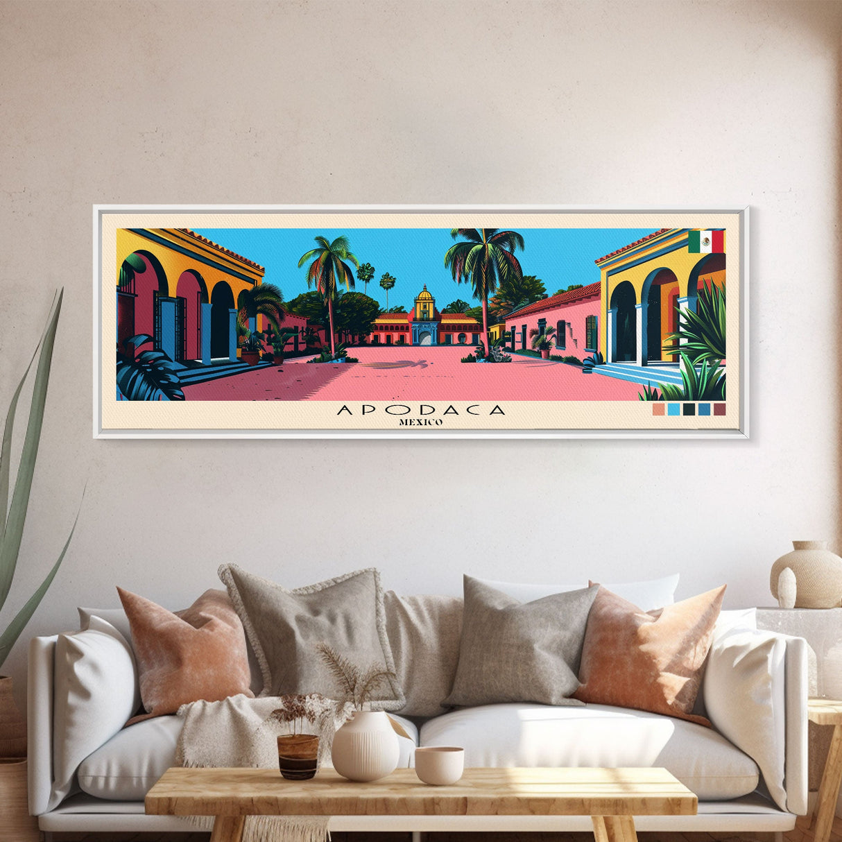 Apodaca, Mexico Panoramic Canvas Print, Apodaca, Mexico Painting, Mexico Art, Apodaca Travel Poster, Travel Art, Vacation Gift