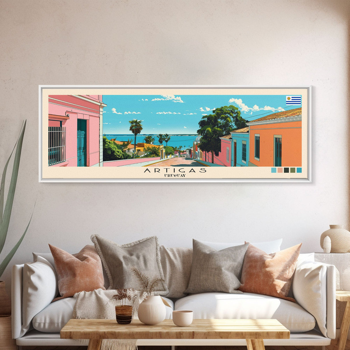 Artigas, Uruguay Panoramic Canvas Print, Artigas, Uruguay Painting, Uruguay Art, Artigas Travel Poster, Travel Art, Living Room Painting