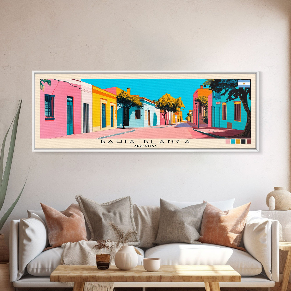 Bahia Blanca, Argentina Panoramic Canvas Print, Bahia Blanca, Argentina Painting, Argentina Art, Bahia Blanca Travel Poster, Travel Art, Guest Room Painting