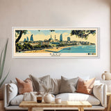 Baku, Azerbaijan Panoramic Canvas Print, Baku, Azerbaijan Painting, Azerbaijan Art, Baku Travel Poster, Travel Art, Living Room Painting