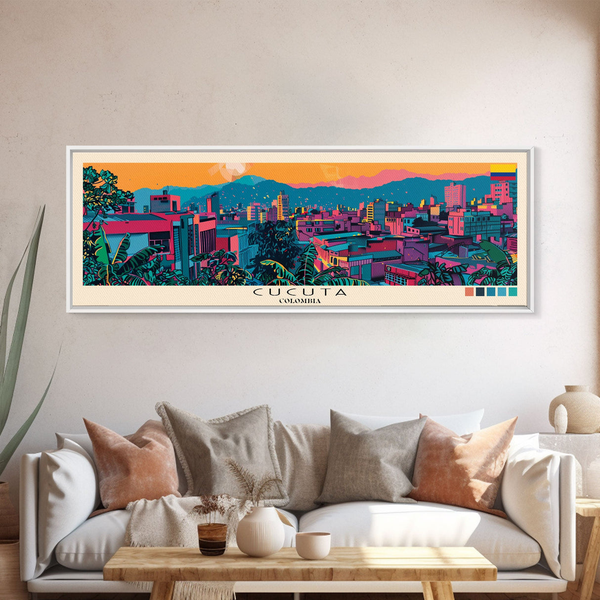 Cucuta, Colombia Panoramic Canvas Print, Cucuta, Colombia Painting, Colombia Art, Cucuta Travel Poster, Travel Art, Guest Room Painting