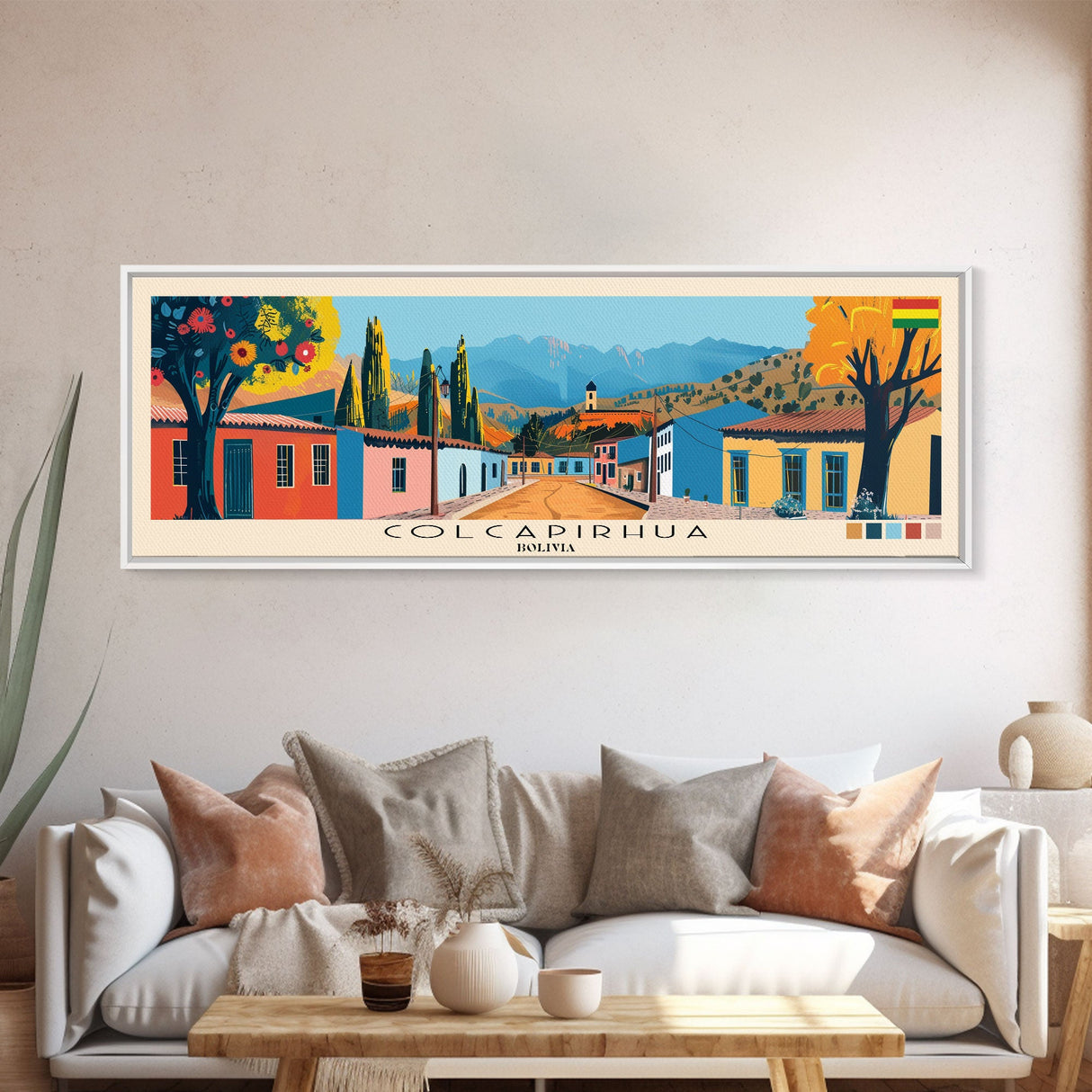 Colcapirhua, Bolivia Panoramic Canvas Print, Colcapirhua, Bolivia Painting, Bolivia Art, Colcapirhua Travel Poster, Travel Art, Housewarming Gift