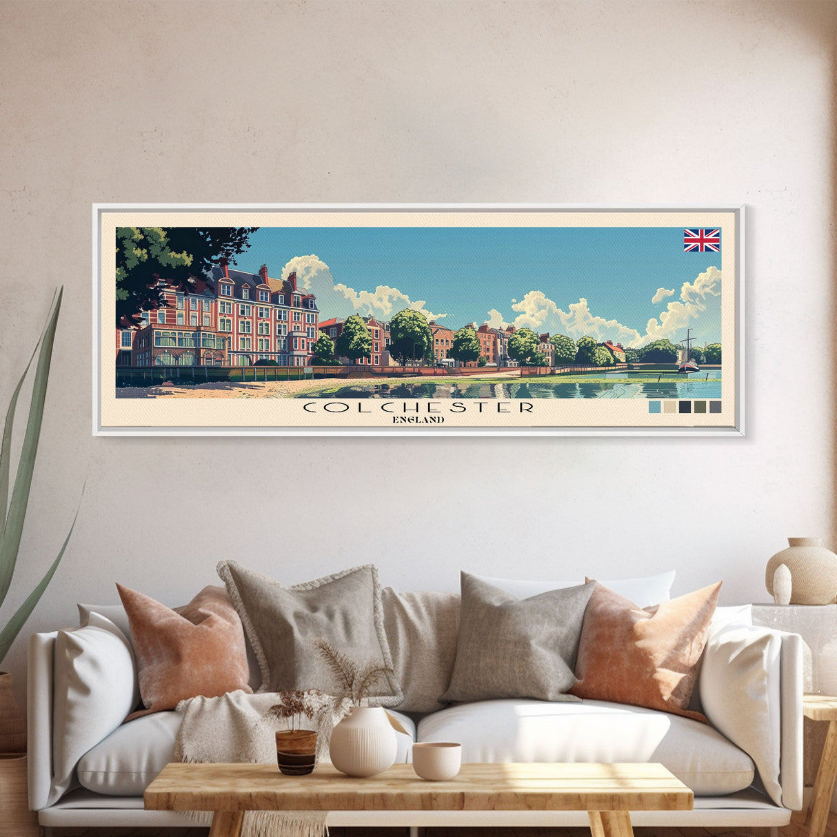 Colchester, England Panoramic Canvas Print, Colchester, England Painting, England Art, Colchester Travel Poster, Travel Art, Guest Room Painting