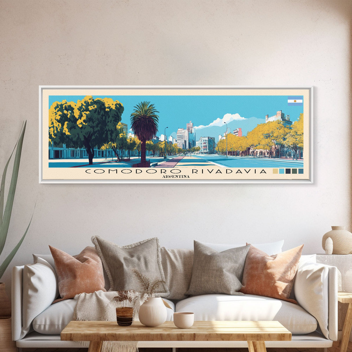 Comodoro Rivadavia, Argentina Panoramic Canvas Print, Comodoro Rivadavia, Argentina Painting, Argentina Art, Comodoro Rivadavia Travel Poster, Travel Art, Guest Room Painting