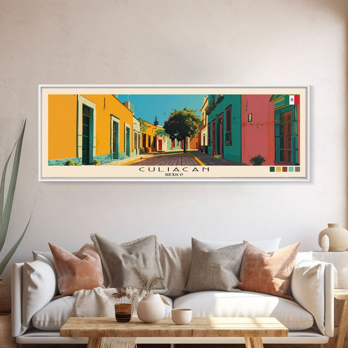 Culiacan, Mexico Panoramic Canvas Print, Culiacan, Mexico Painting, Mexico Art, Culiacan Travel Poster, Travel Art, Living Room Painting