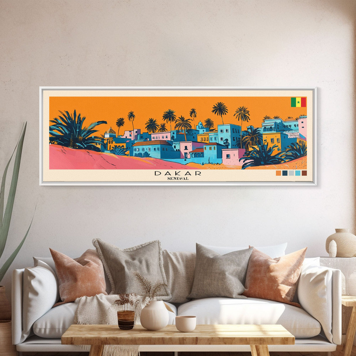 Dakar, Senegal Panoramic Canvas Print, Dakar, Senegal Painting, Senegal Art, Dakar Travel Poster, Travel Art, Vacation Gift