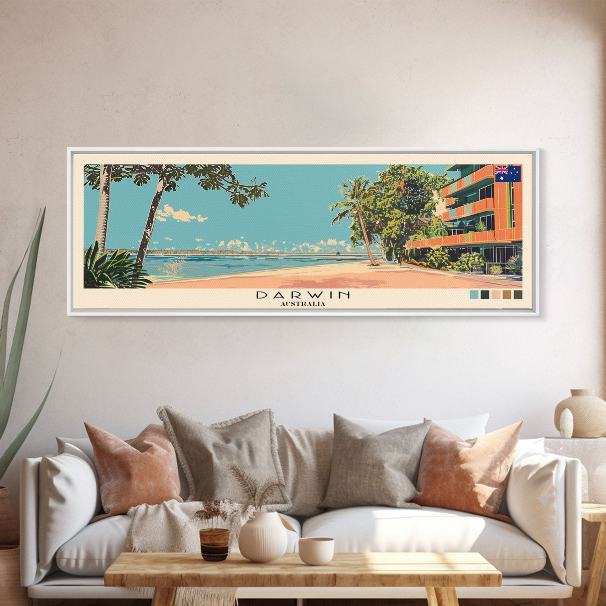 Darwin, Australia Panoramic Canvas Print, Darwin, Australia Painting, Australia Art, Darwin Travel Poster, Travel Art, Housewarming Gift