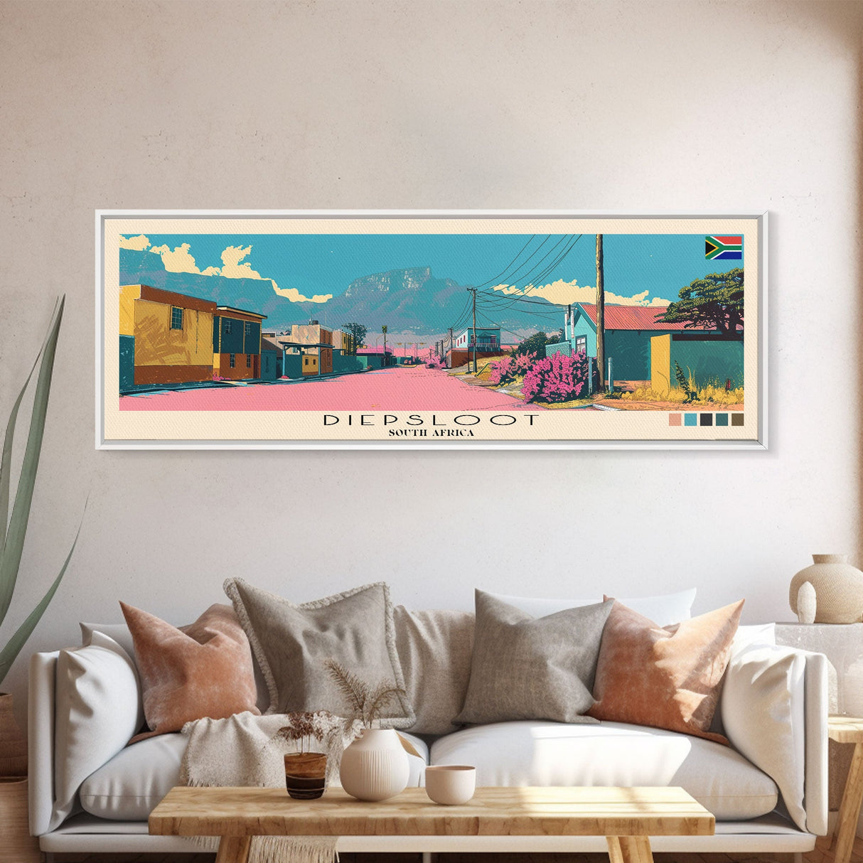 Diepsloot, South Africa Panoramic Canvas Print, Diepsloot, South Africa Painting, South Africa Art, Diepsloot Travel Poster, Travel Art, Guest Room Painting