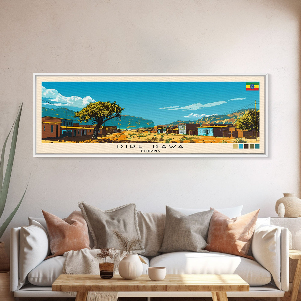 Dire Dawa, Ethiopia Panoramic Canvas Print, Dire Dawa, Ethiopia Painting, Ethiopia Art, Dire Dawa Travel Poster, Travel Art, Vacation Gift