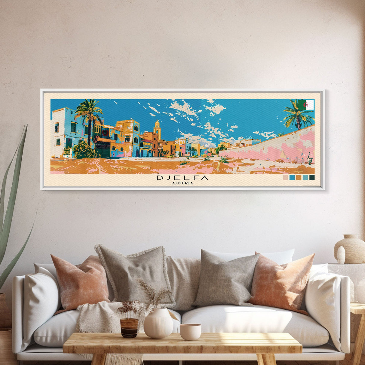 Djelfa, Algeria Panoramic Canvas Print, Djelfa, Algeria Painting, Algeria Art, Djelfa Travel Poster, Travel Art, Housewarming Gift