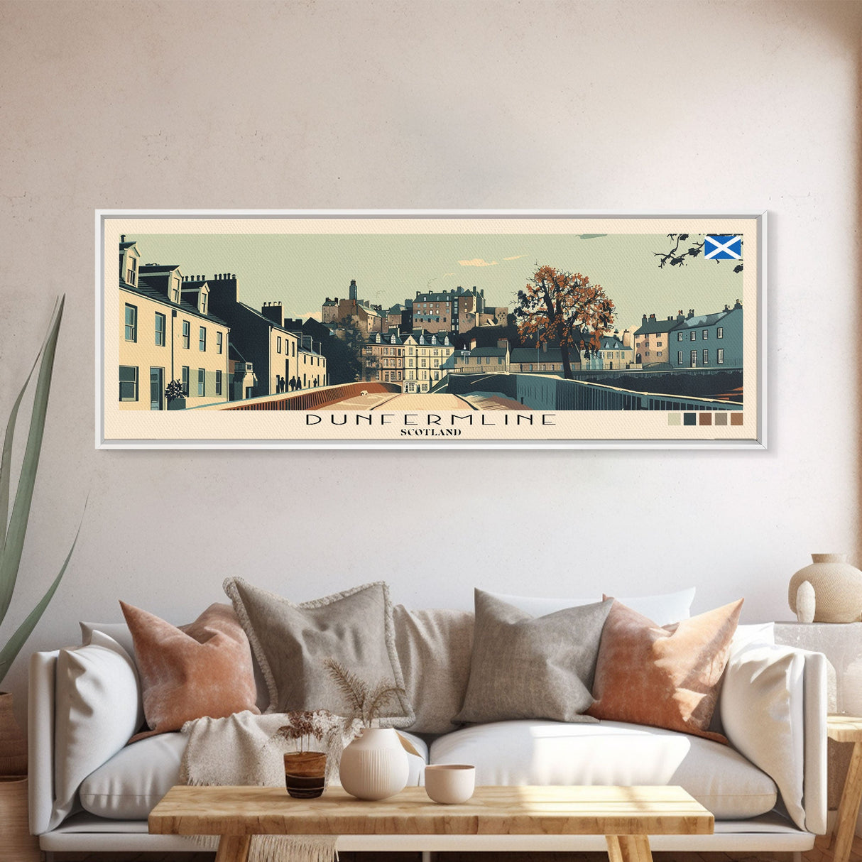 Dunfermline, Scotland Panoramic Canvas Print, Dunfermline, Scotland Painting, Scotland Art, Dunfermline Travel Poster, Travel Art, Living Room Painting