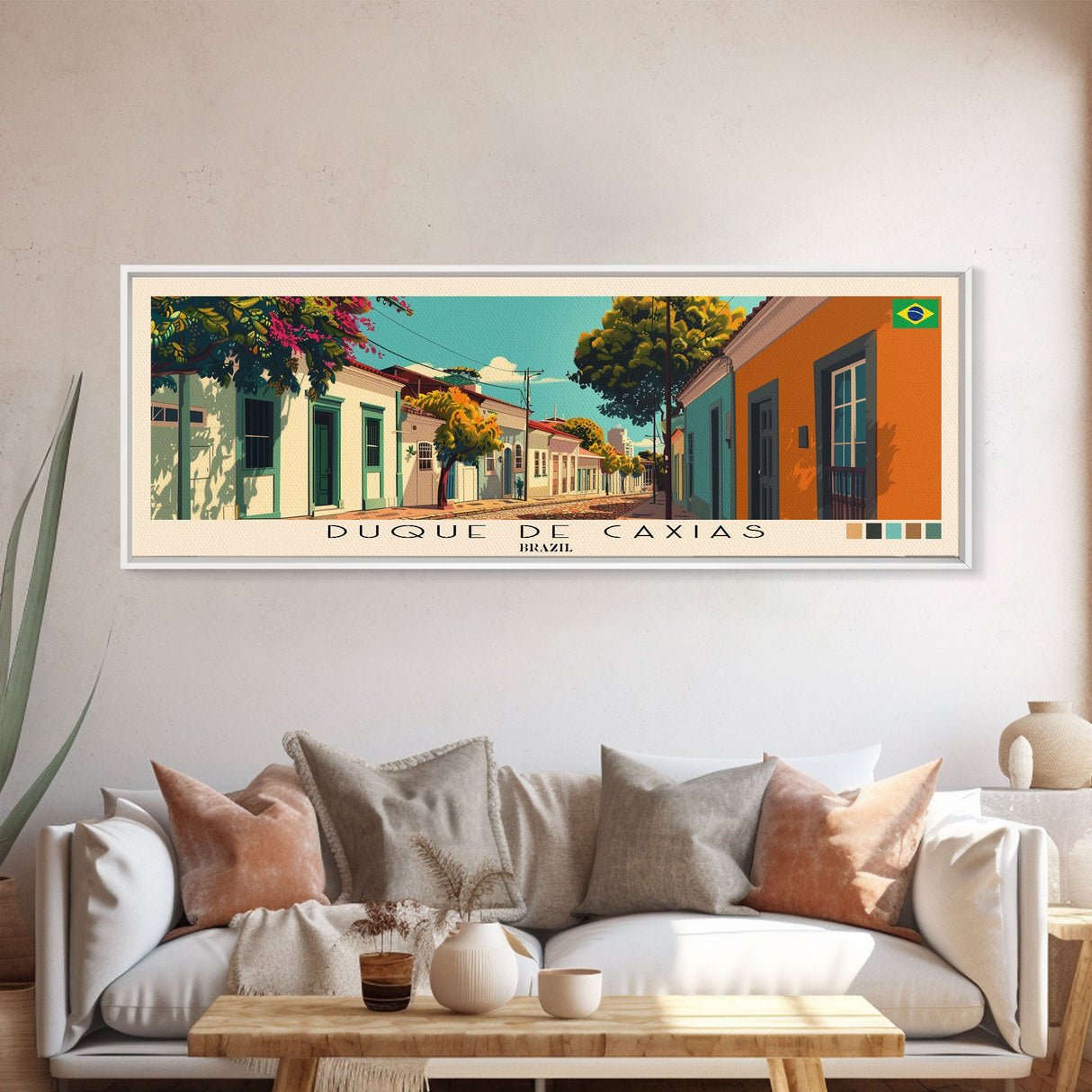 Duque de Caxias, Brazil Panoramic Canvas Print, Duque de Caxias, Brazil Painting, Brazil Art, Duque de Caxias Travel Poster, Travel Art, Housewarming Gift