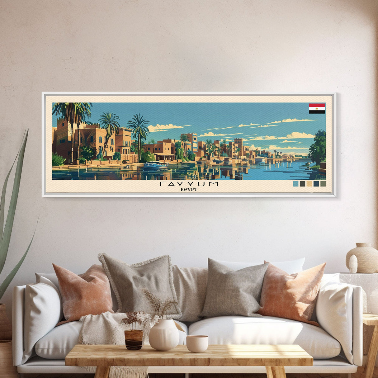 Fayyum, Egypt Panoramic Canvas Print, Fayyum, Egypt Painting, Egypt Art, Fayyum Travel Poster, Travel Art, Housewarming Gift