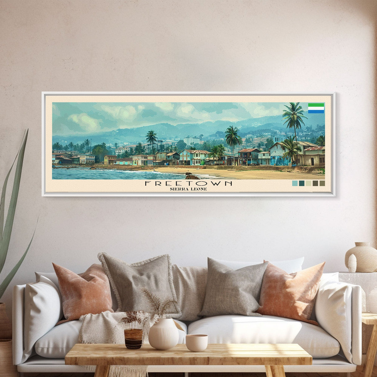 Freetown, Sierra Leone Panoramic Canvas Print, Freetown, Sierra Leone Painting, Sierra Leone Art, Freetown Travel Poster, Travel Art, Living Room Painting