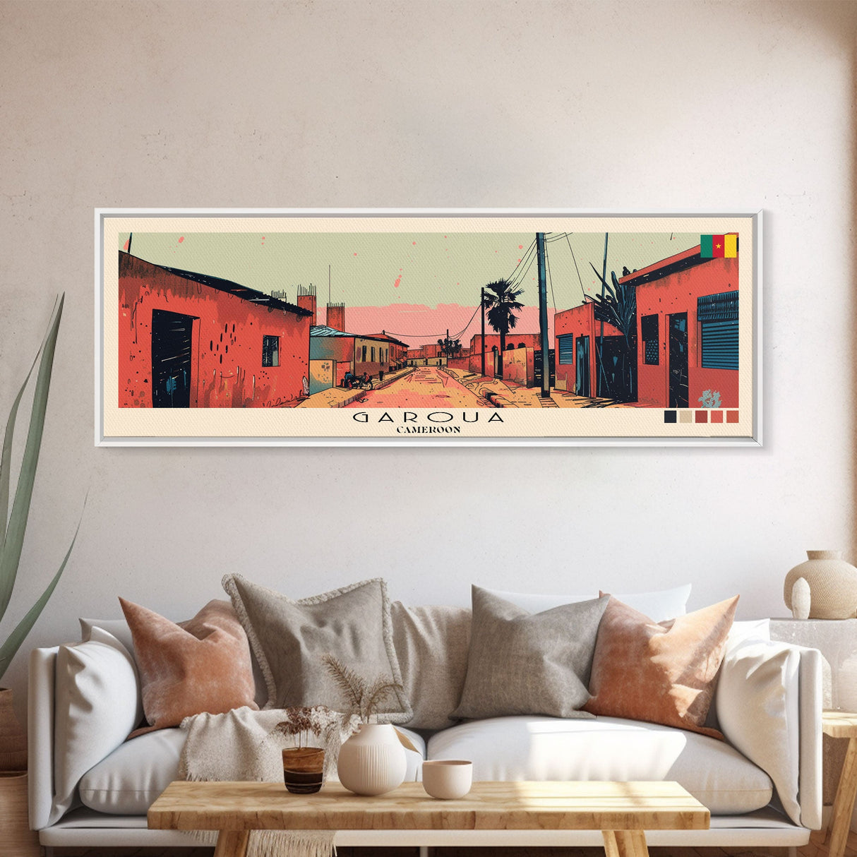 Garoua, Cameroon Panoramic Canvas Print, Garoua, Cameroon Painting, Cameroon Art, Garoua Travel Poster, Travel Art, Guest Room Painting