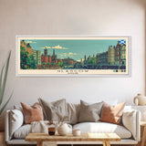 Glasgow, Scotland Panoramic Canvas Print, Glasgow, Scotland Painting, Scotland Art, Glasgow Travel Poster, Travel Art, Living Room Painting