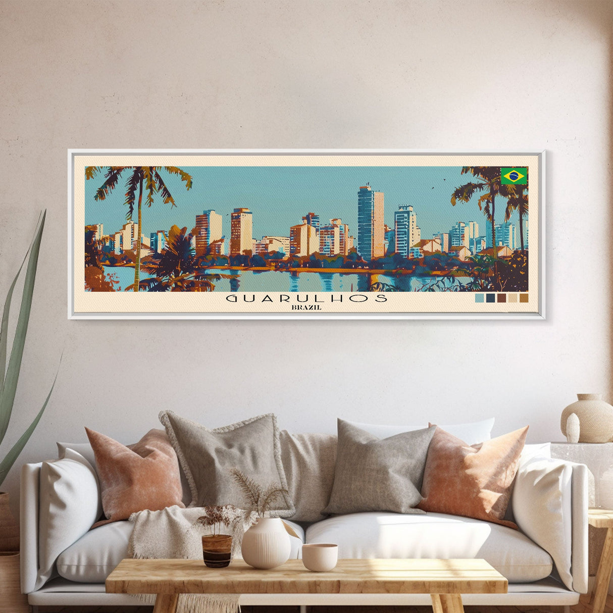 Guarulhos, Brazil Panoramic Canvas Print, Guarulhos, Brazil Painting, Brazil Art, Guarulhos Travel Poster, Travel Art, Guest Room Painting