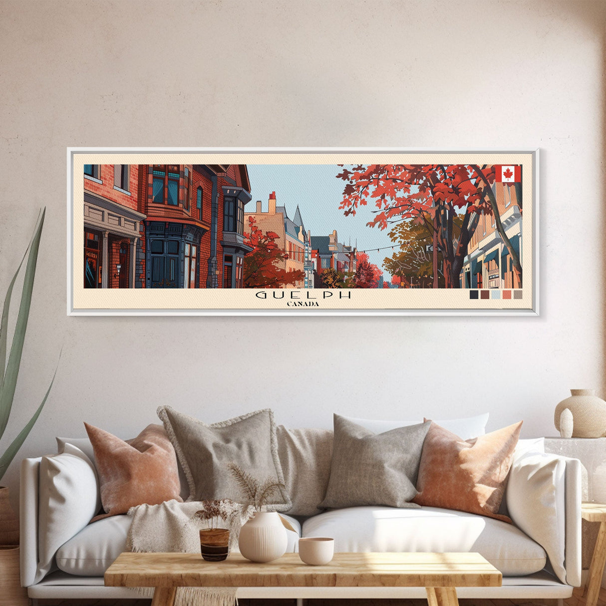 Guelph, Canada Panoramic Canvas Print, Guelph, Canada Painting, Canada Art, Guelph Travel Poster, Travel Art, Living Room Painting