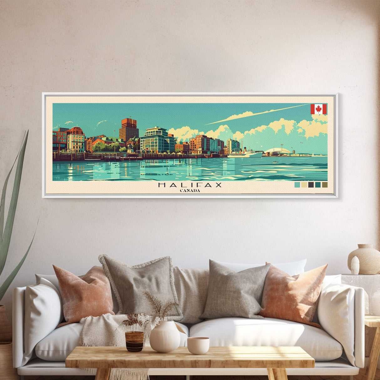 Halifax, Canada Panoramic Canvas Print, Halifax, Canada Painting, Canada Art, Halifax Travel Poster, Travel Art, Vacation Gift