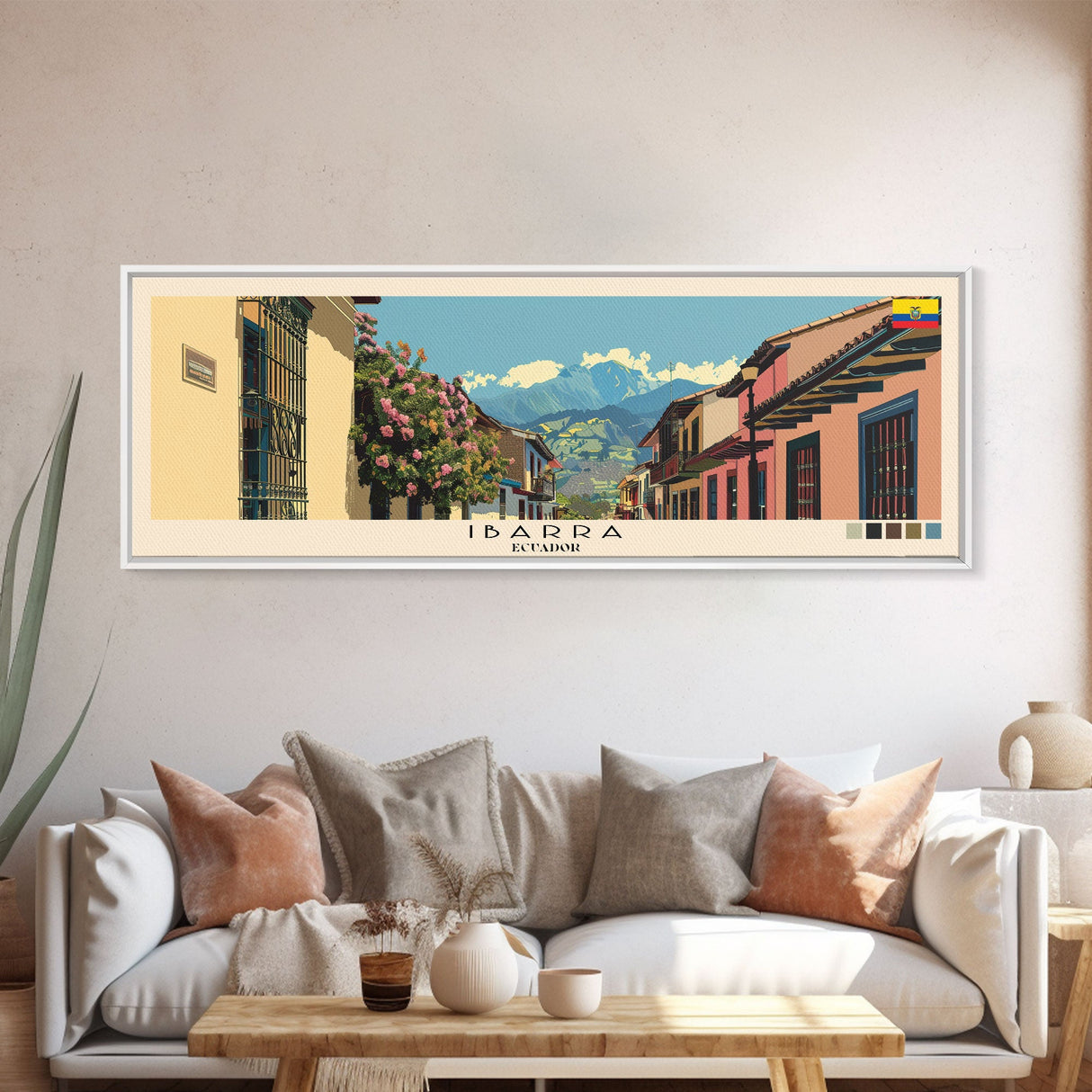 Ibarra, Ecuador Panoramic Canvas Print, Ibarra, Ecuador Painting, Ecuador Art, Ibarra Travel Poster, Travel Art, Housewarming Gift