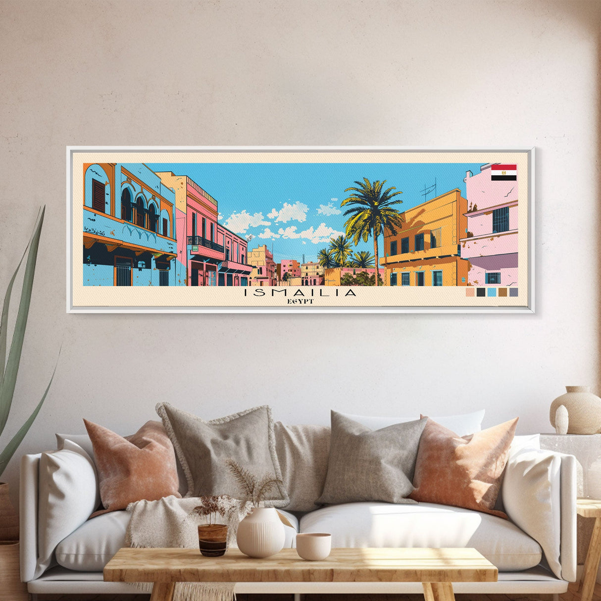 Ismailia, Egypt Panoramic Canvas Print, Ismailia, Egypt Painting, Egypt Art, Ismailia Travel Poster, Travel Art, Guest Room Painting