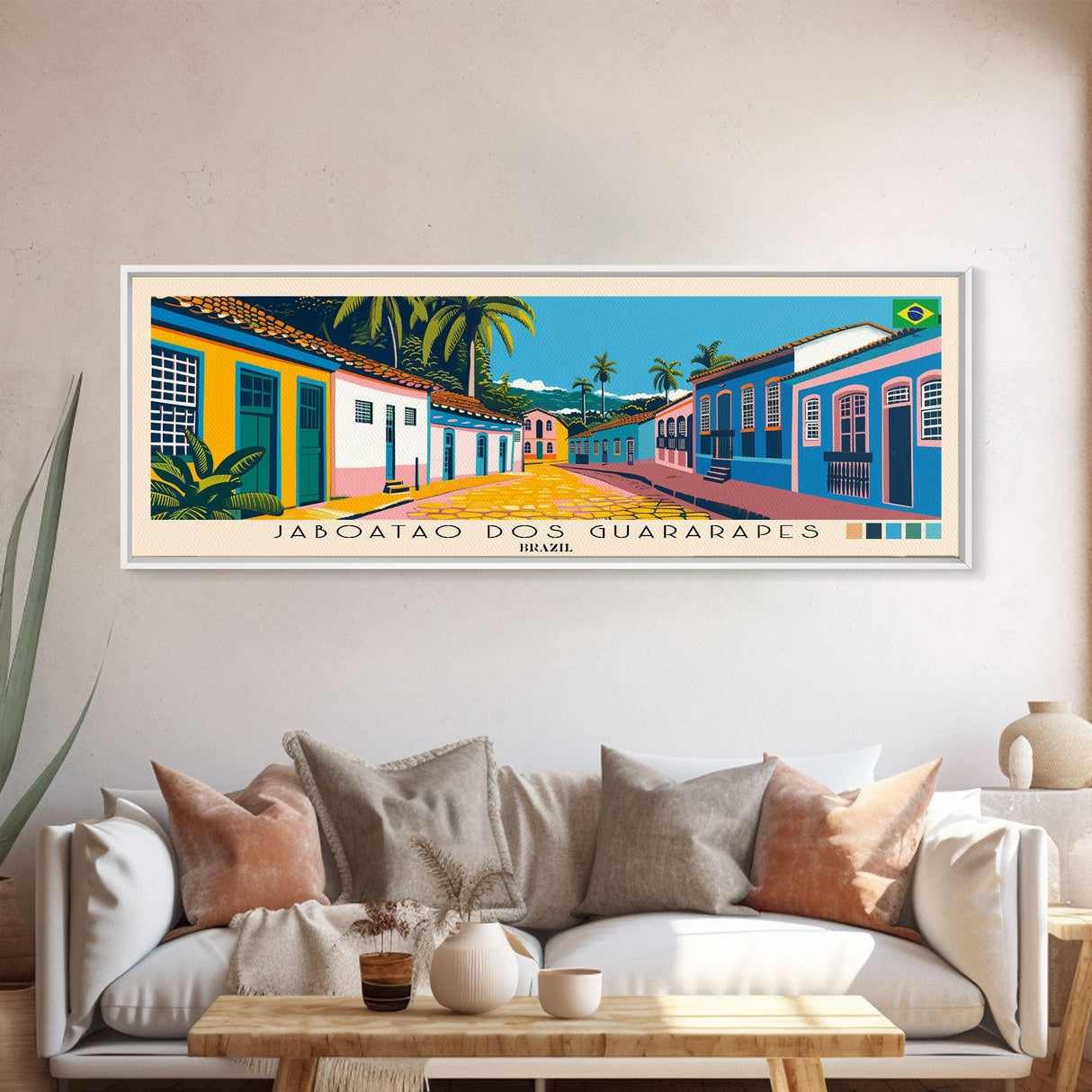 Jaboatao dos Guararapes, Brazil Panoramic Canvas Print, Jaboatao dos Guararapes, Brazil Painting, Brazil Art, Jaboatao dos Guararapes Travel Poster, Travel Art, Housewarming Gift