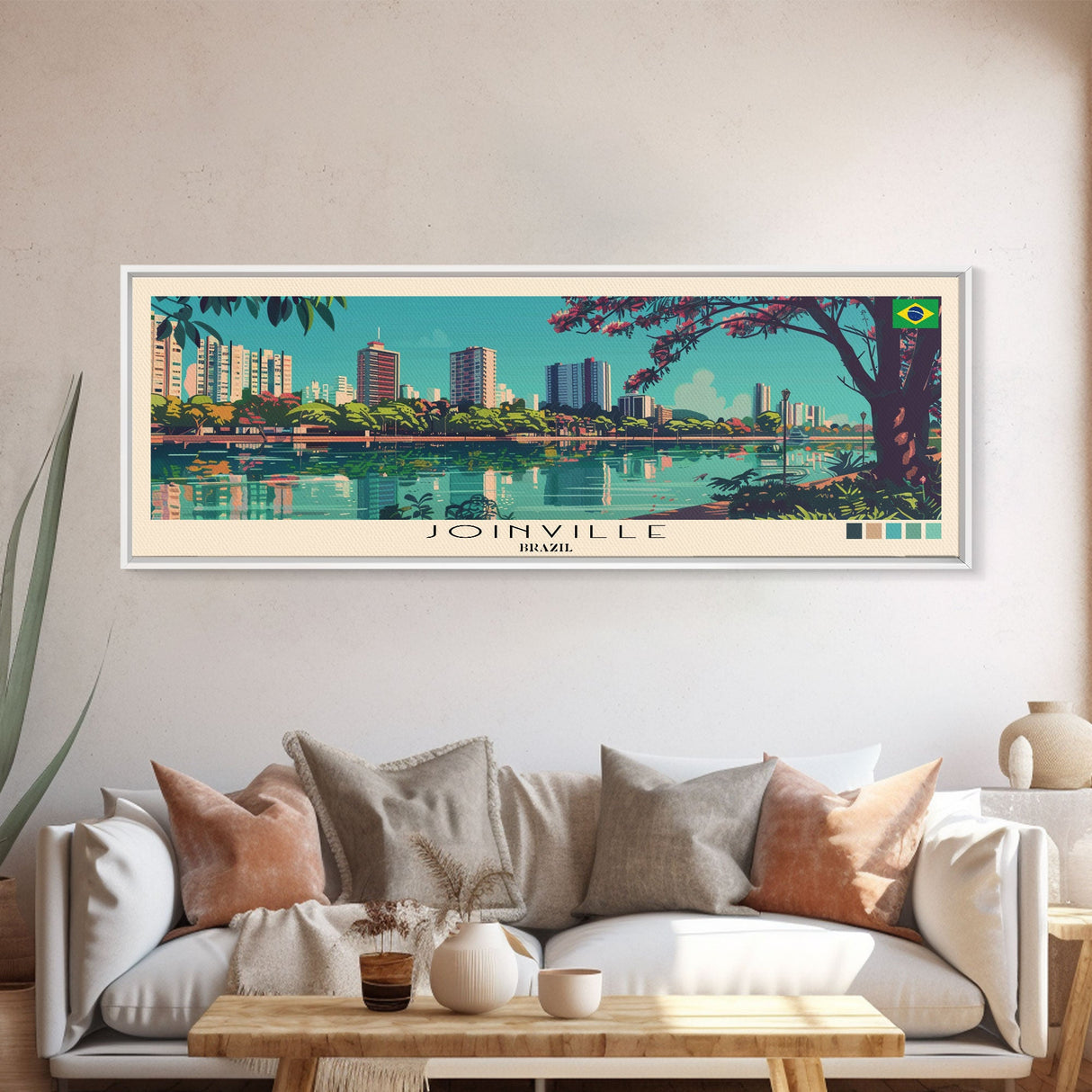 Joinville, Brazil Panoramic Canvas Print, Joinville, Brazil Painting, Brazil Art, Joinville Travel Poster, Travel Art, Guest Room Painting