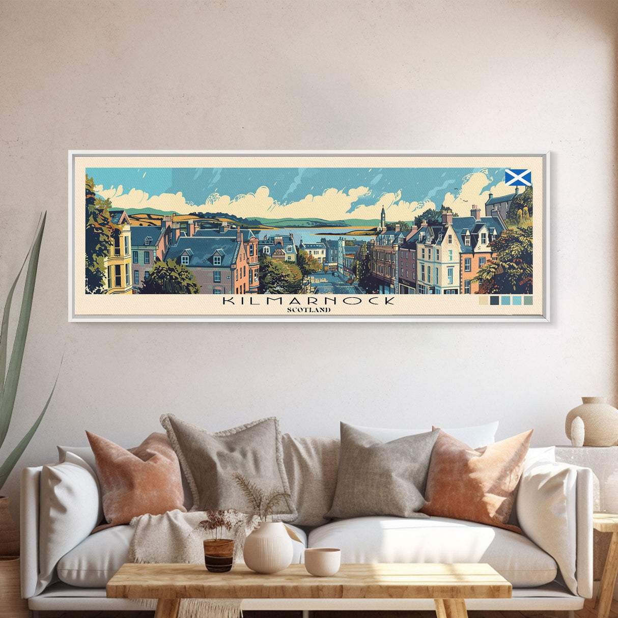 Kilmarnock, Scotland Panoramic Canvas Print, Kilmarnock, Scotland Painting, Scotland Art, Kilmarnock Travel Poster, Travel Art, Living Room Painting