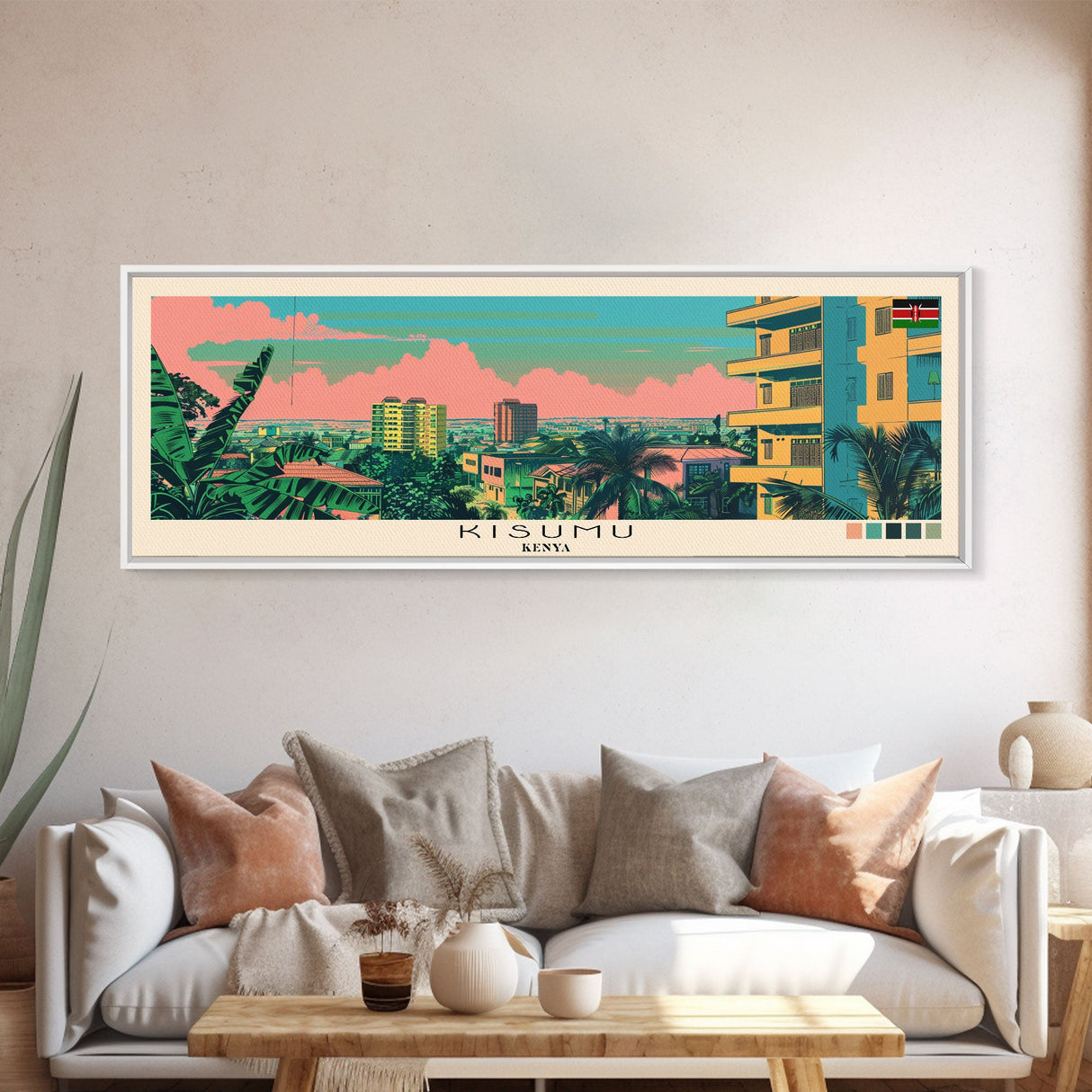 Kisumu, Kenya Panoramic Canvas Print, Kisumu, Kenya Painting, Kenya Art, Kisumu Travel Poster, Travel Art, Living Room Painting