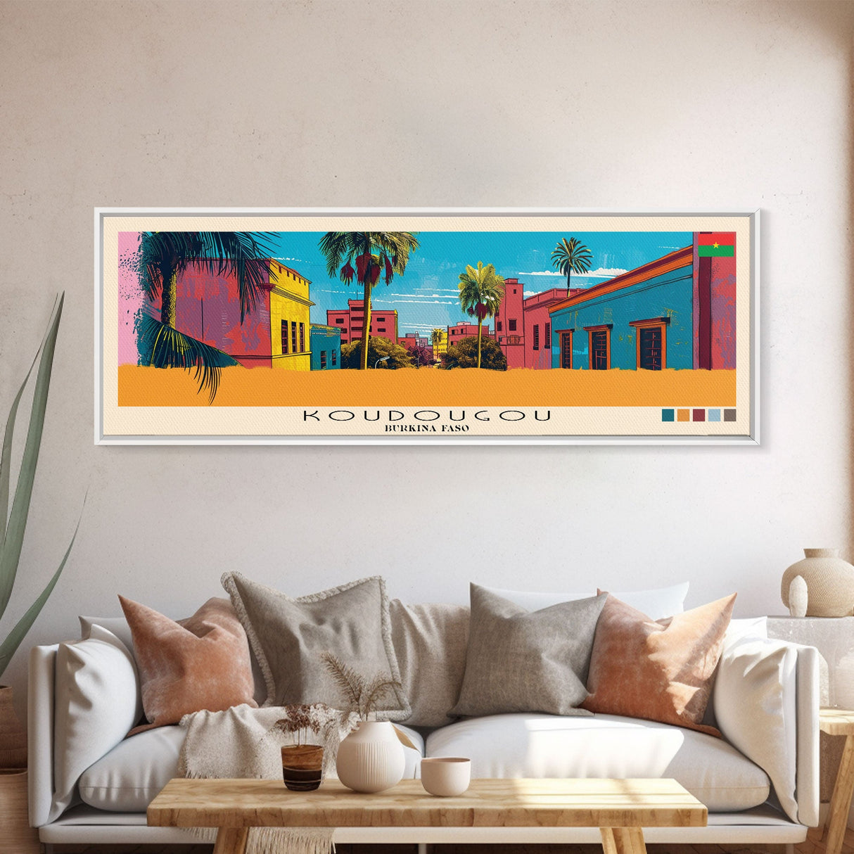 Koudougou, Burkina Faso Panoramic Canvas Print, Koudougou, Burkina Faso Painting, Burkina Faso Art, Koudougou Travel Poster, Travel Art, Living Room Painting