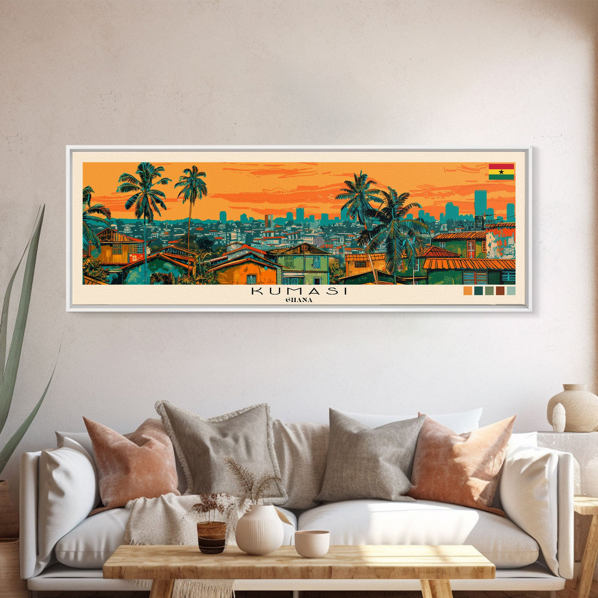 Kumasi, Ghana Panoramic Canvas Print, Kumasi, Ghana Painting, Ghana Art, Kumasi Travel Poster, Travel Art, Living Room Painting