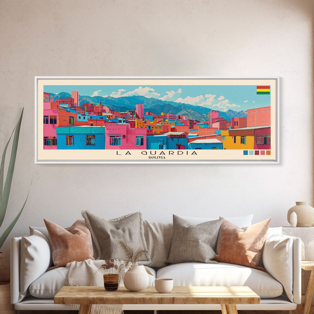 La Guardia, Bolivia Panoramic Canvas Print, La Guardia, Bolivia Painting, Bolivia Art, La Guardia Travel Poster, Travel Art, Guest Room Painting