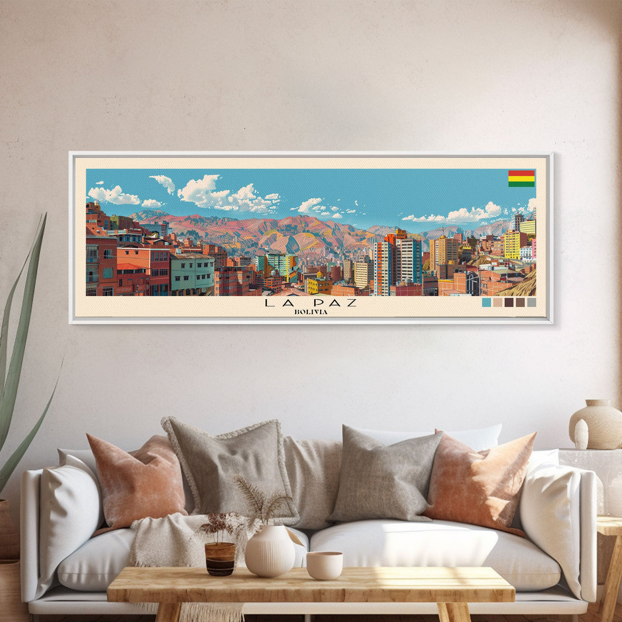 La Paz, Bolivia Panoramic Canvas Print, La Paz, Bolivia Painting, Bolivia Art, La Paz Travel Poster, Travel Art, Vacation Gift