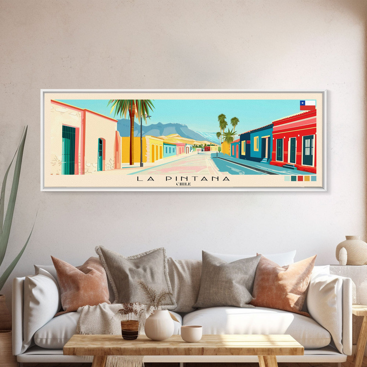 La Pintana, Chile Panoramic Canvas Print, La Pintana, Chile Painting, Chile Art, La Pintana Travel Poster, Travel Art, Living Room Painting