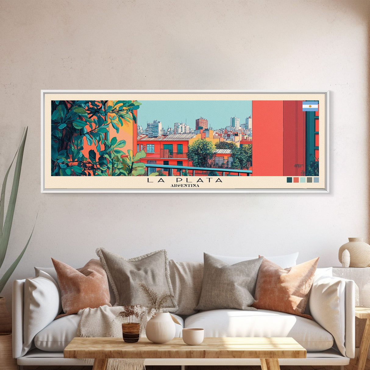 La Plata, Argentina Panoramic Canvas Print, La Plata, Argentina Painting, Argentina Art, La Plata Travel Poster, Travel Art, Housewarming Gift