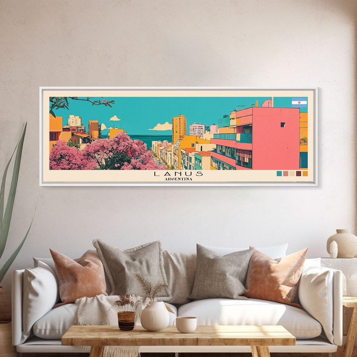 Lanus, Argentina Panoramic Canvas Print, Lanus, Argentina Painting, Argentina Art, Lanus Travel Poster, Travel Art, Guest Room Painting