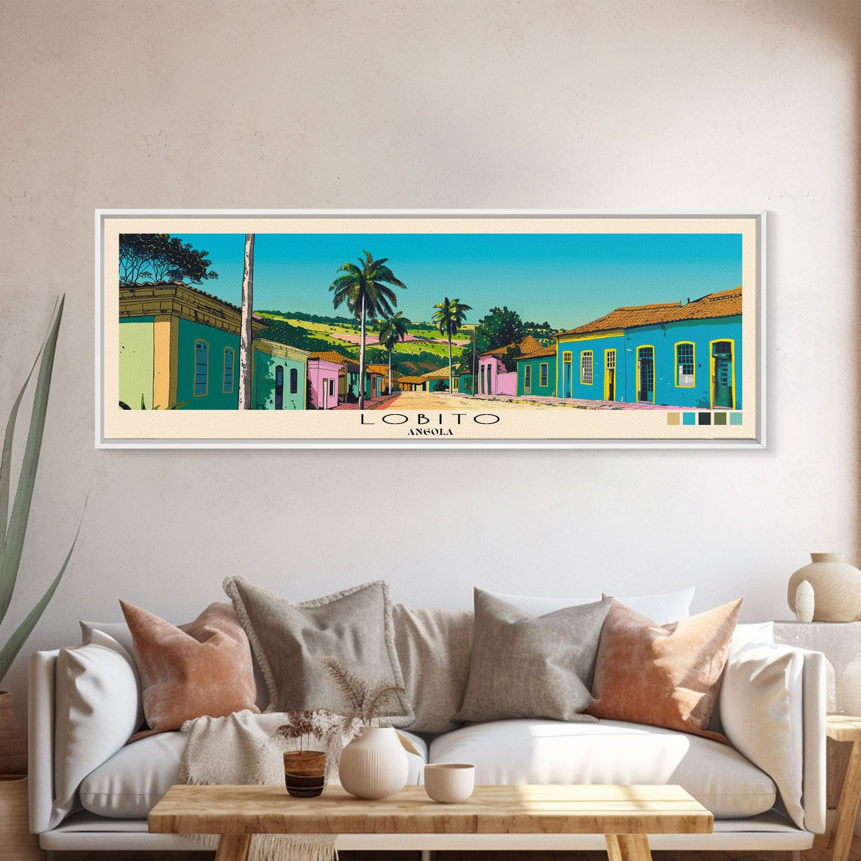 Lobito, Angola Panoramic Canvas Print, Lobito, Angola Painting, Angola Art, Lobito Travel Poster, Travel Art, Living Room Painting