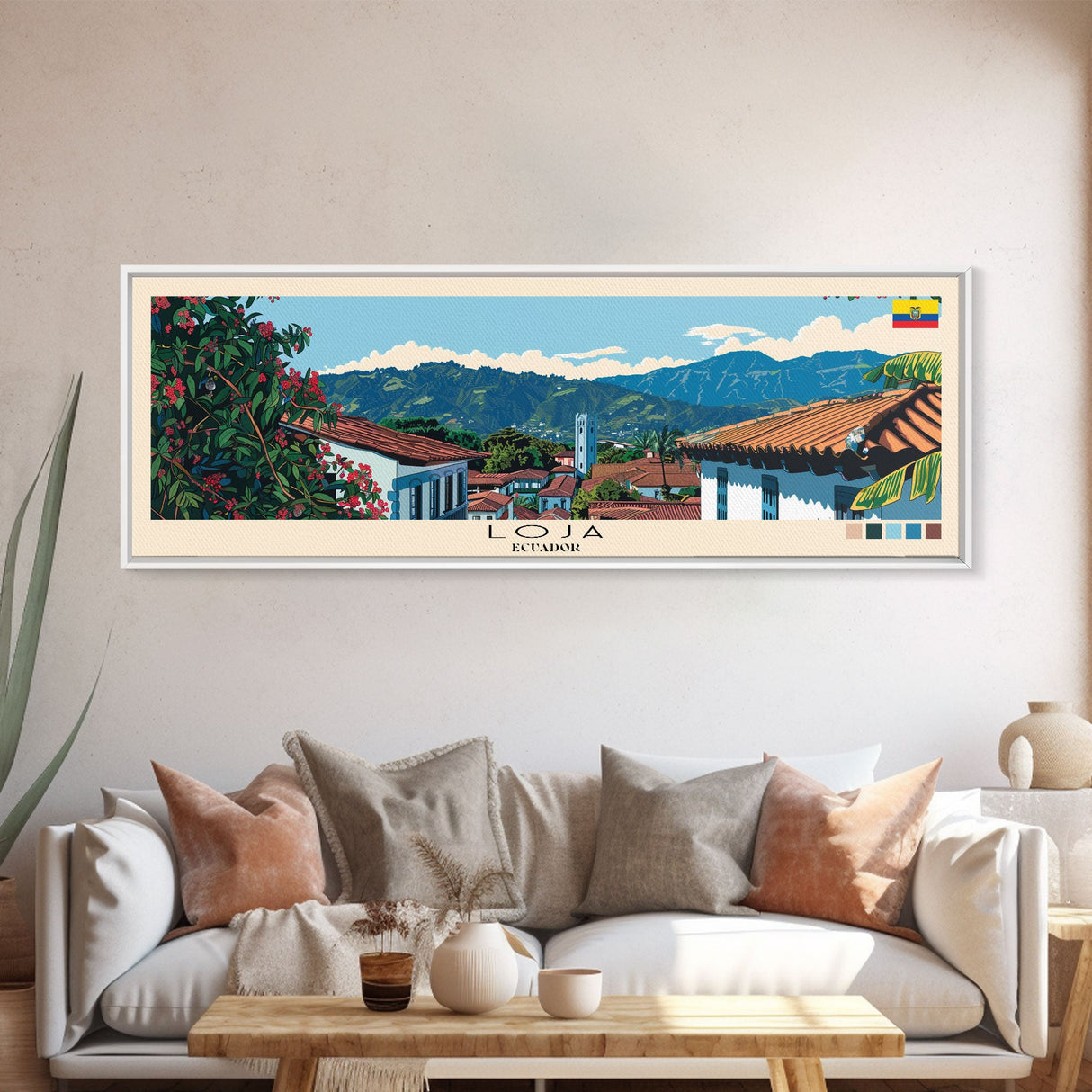 Loja, Ecuador Panoramic Canvas Print, Loja, Ecuador Painting, Ecuador Art, Loja Travel Poster, Travel Art, Housewarming Gift