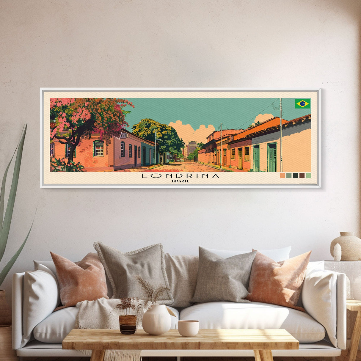 Londrina, Brazil Panoramic Canvas Print, Londrina, Brazil Painting, Brazil Art, Londrina Travel Poster, Travel Art, Guest Room Painting