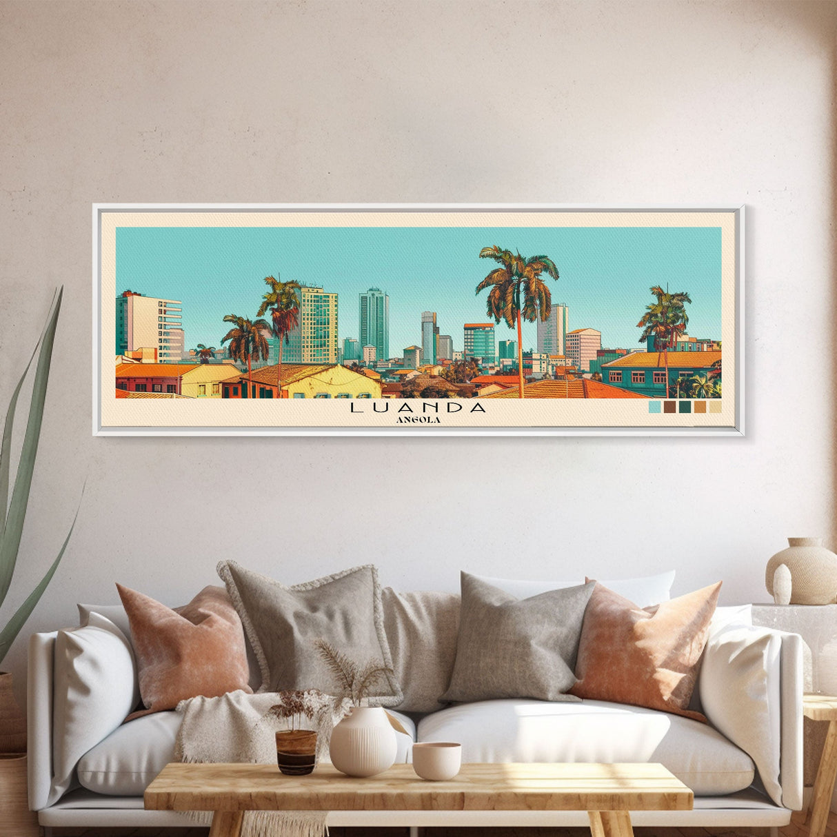 Luanda, Angola Panoramic Canvas Print, Luanda, Angola Painting, Angola Art, Luanda Travel Poster, Travel Art, Vacation Gift