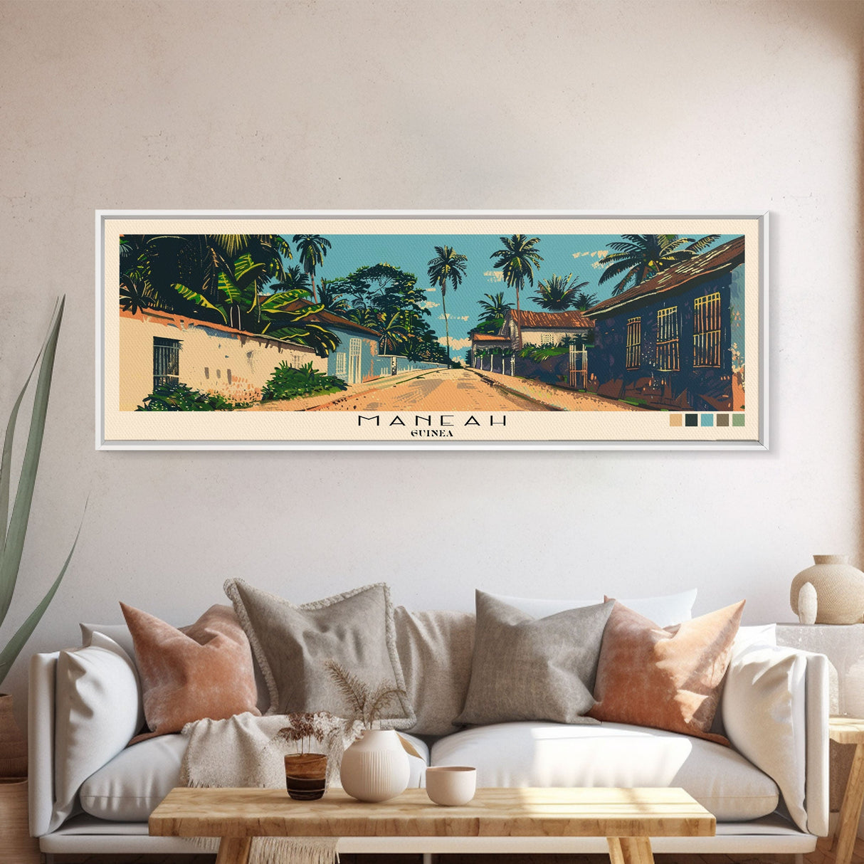 Maneah, Guinea Panoramic Canvas Print, Maneah, Guinea Painting, Guinea Art, Maneah Travel Poster, Travel Art, Housewarming Gift